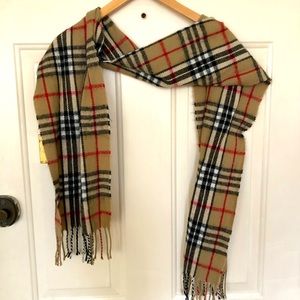 Camel colored plaid scarf